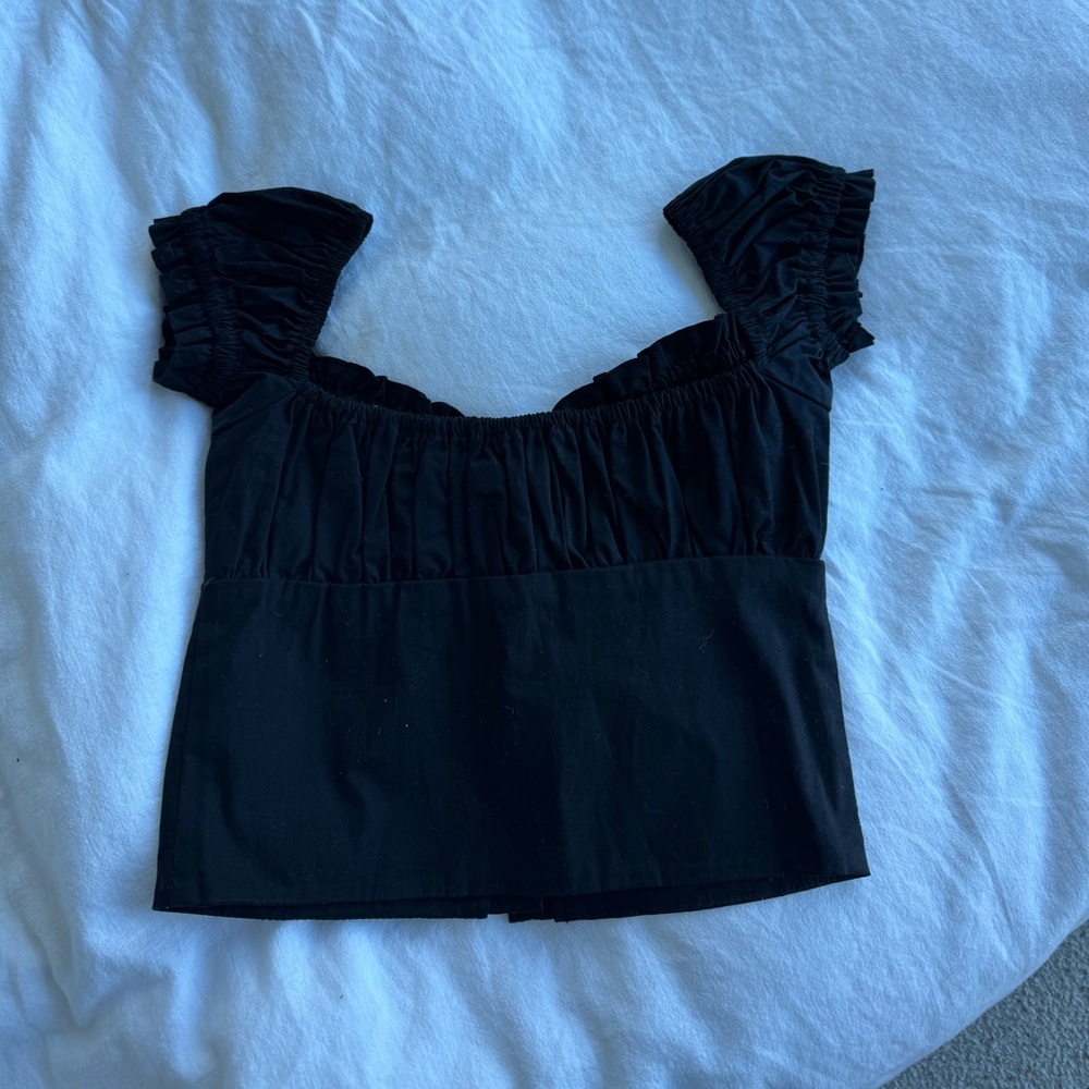 With Jean Black Ruched Women's Top - Picture 2 of 4